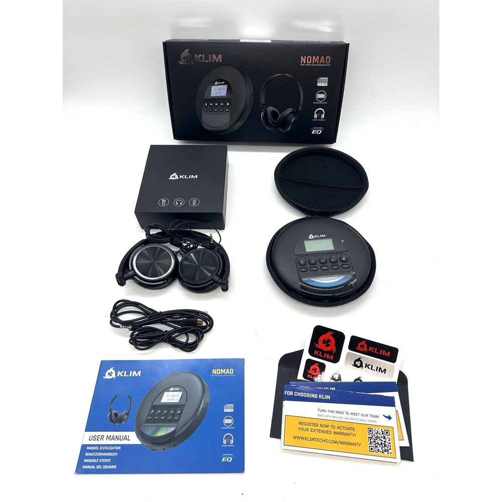 KLIM Nomad Portable CD Bluetooth Walkman Over Ear Headset Premium Bundle NOB